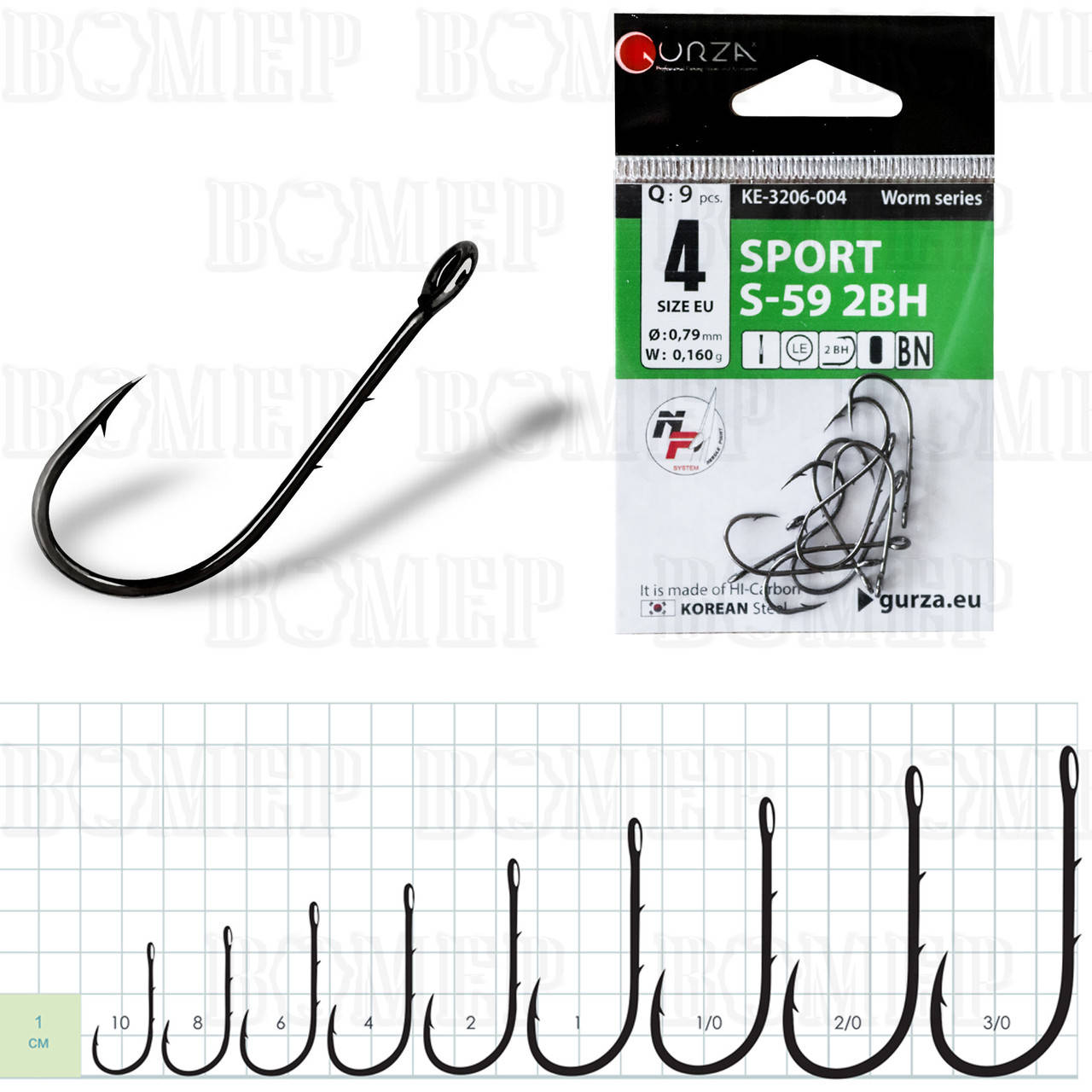 

Гачки GURZA SPORT S-59 2BH BC #3/0 (10шт в уп)