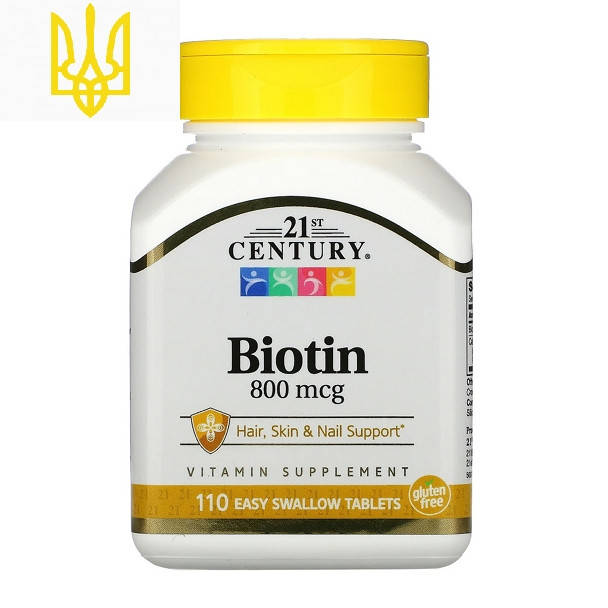 

Биотин Витамин В7 Biotin 800mcg 21st Century 110 таблеток