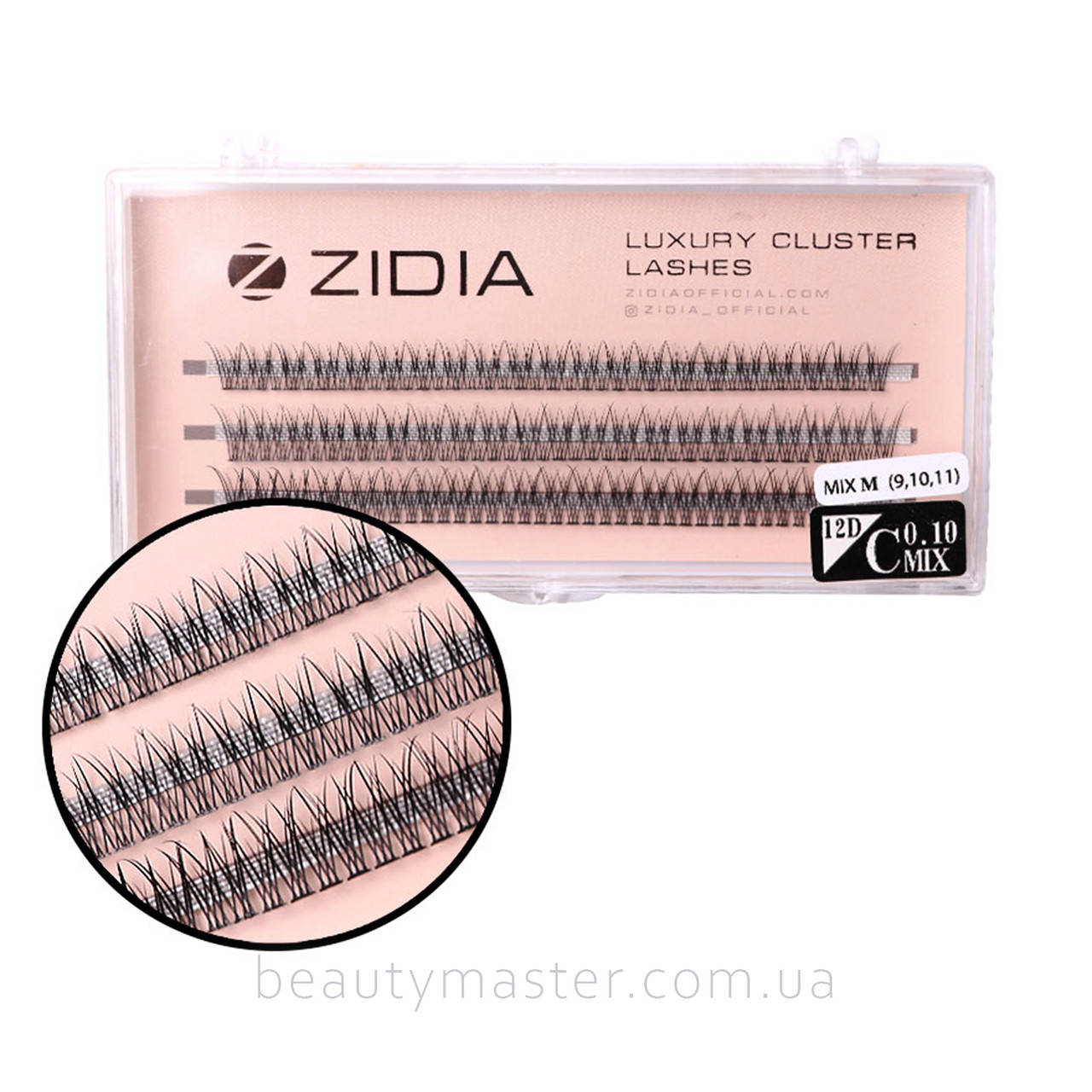 

ZIDIA Ресницы Fish Tail 12D mix M 9,10,11mm пучки C 0.10