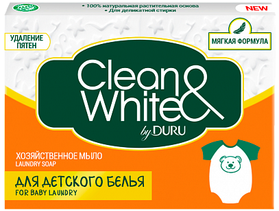 

Хозяйственное мыло Duru Clean & White 4/125 гр.Для детского белья