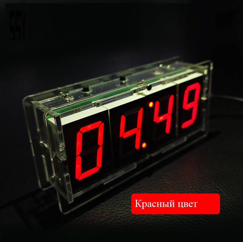 

Часы-конструктор для сборки в прозрачном корпусе. красный цвет