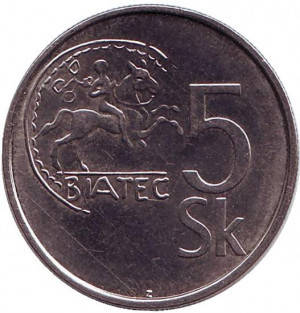 

Кельтская монета Биатек. Монета 5 крон. 2007,1993 год, Словакия. (БЕ)