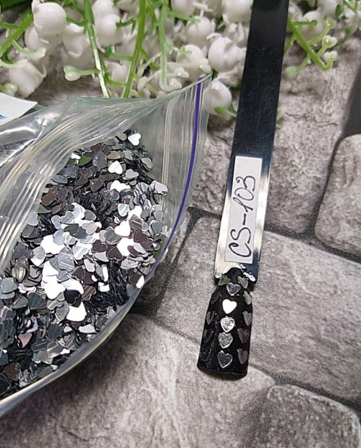 

Декор сердечки серебро в пакете