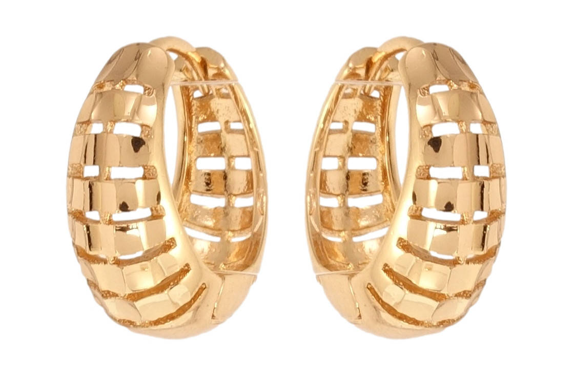 

Серьги Xuping Позолота 18K колечки "Корзинки с резным полосатым узором"