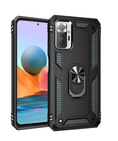 

Чехол Armor для Xiaomi Redmi Note 10 Pro Противоударный с кольцом (разные цвета) черный