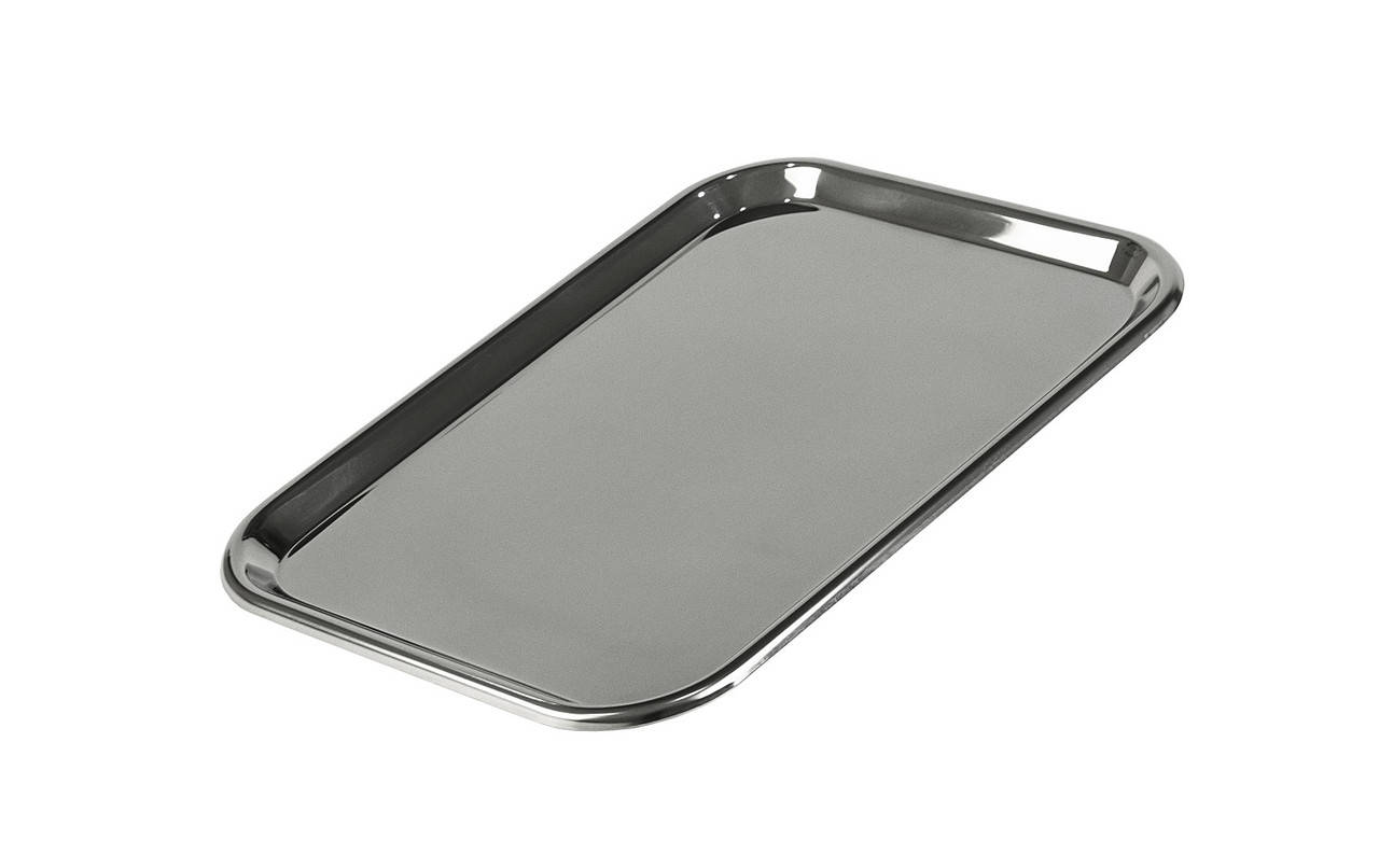 

Поднос прямоугольный из нержавеющей стали 31х23х1 см, Стальной