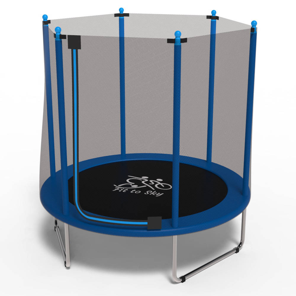 

Маленький батут для дома Fit to Sky 152 см для маленьких детей малышей квартиры с защитной сеткой Синий