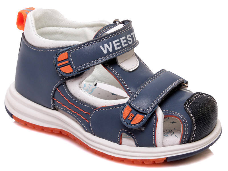

Босоножки, сандали кожаные детские на мальчика Сказка/Weestep рр. 23, 25, Темно-синий