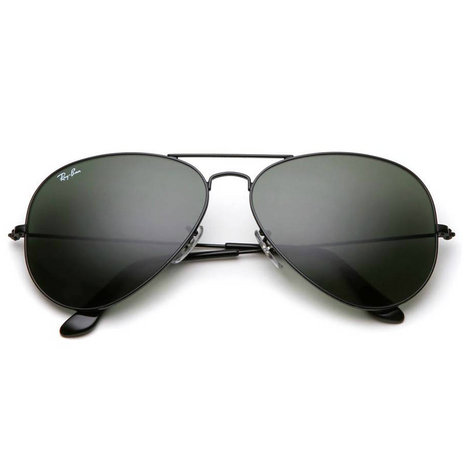 

Очки Солнцезащитные Ray Ban 3025 3026 Aviator черные стекло Солнечные очки Рей Бен Авиатор, Черный