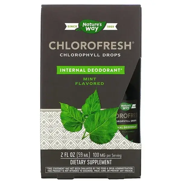 

Nature's Way, Chlorofresh, капли с хлорофиллом, мята, 59 мл (2 жидк. Унции)