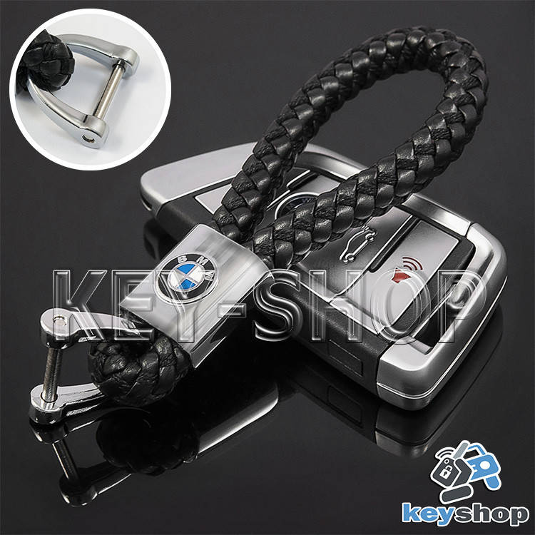 

Брелок для авто ключей BMW (БМВ) кожаный плетеный (черный)