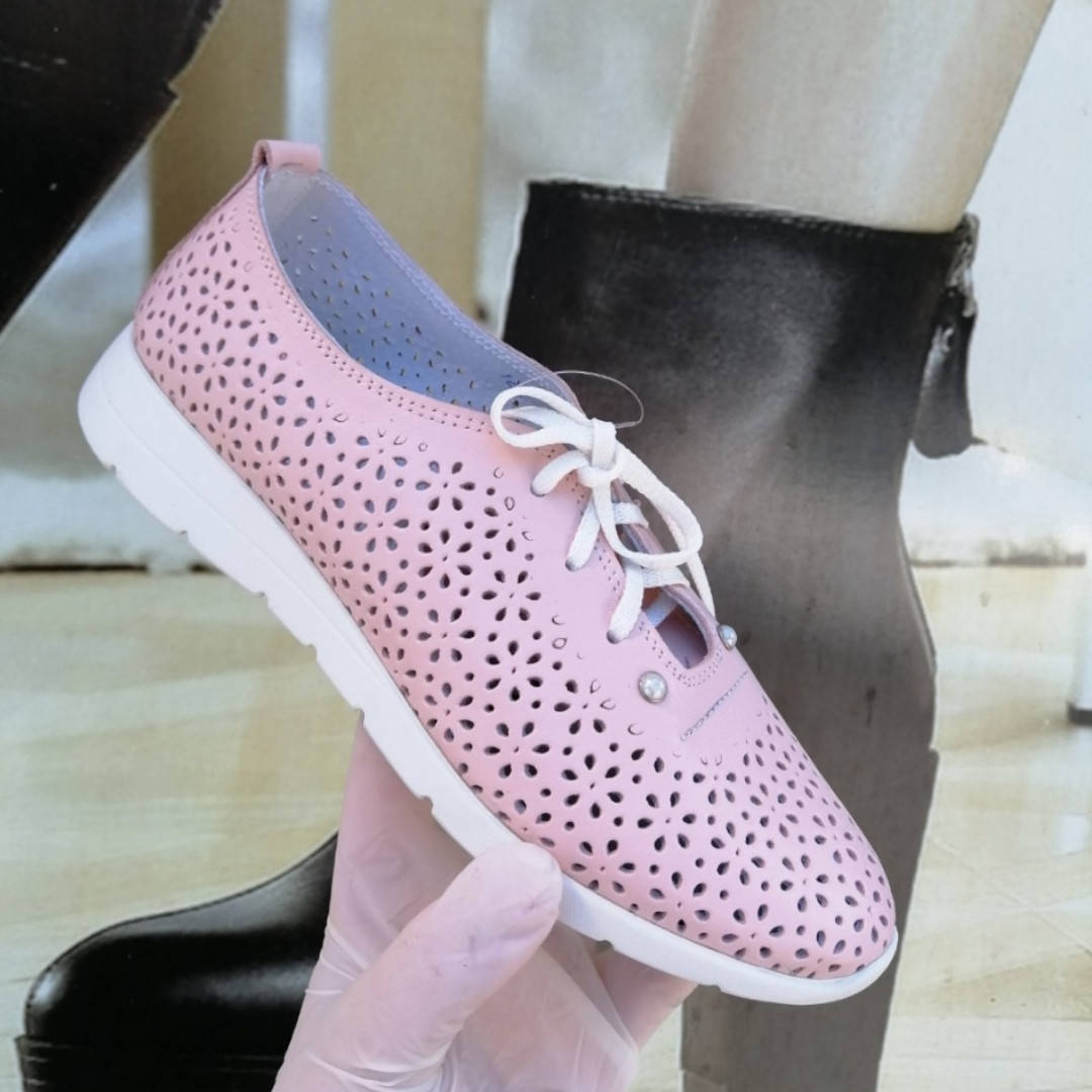 

Туфли мокасины женские из натуральной кожи розовые летние 36 40