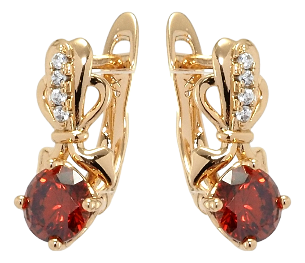 

Серьги Xuping Позолота 18K английский замок "Элегантные с красным фианитом"