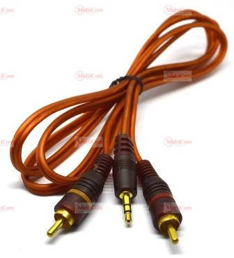 

05-02-324. Шнур 3,5 стерео - 2RCA (штекер-штекер), прозрачно-коричневый, 1,5м