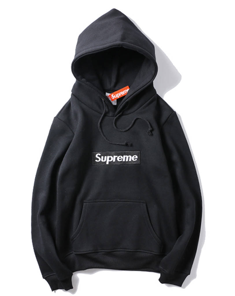 

Чёрный худи Supreme box logo (толстовка, кофта с капюшоном суприм мужская женская), Черный