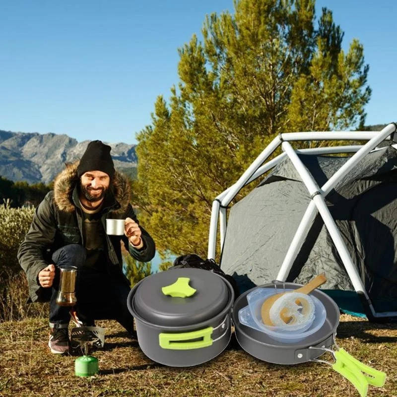 

Набор посуды MalloMe Camping Cookware Mess Kit Gear для кемпинга! Quality, Черный