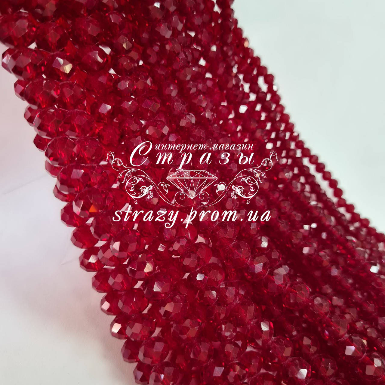 

Рондели GARNET на нитях, 4мм, стекло, нить ~130шт