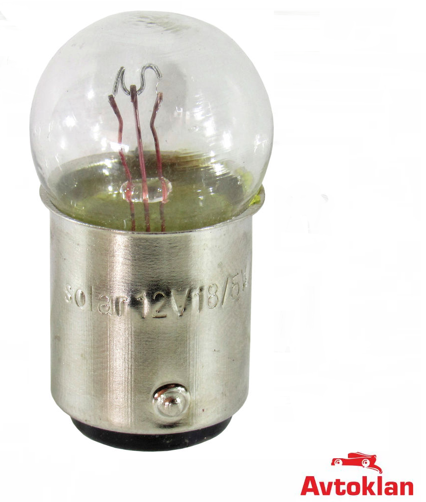 

Лампочка 2-х конт. черешня белая 12V-18/5 Вт P21 / 5W BAY15d (Solar) 1272