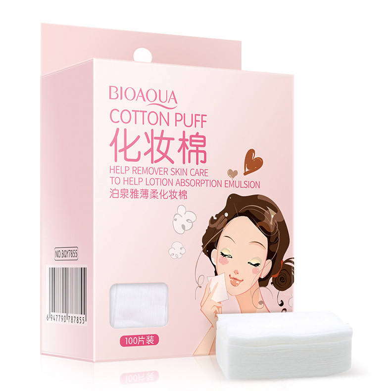 

Хлопковые салфетки для снятия макияжа и очищения лица Bioaqua Cotton Puff, 100шт