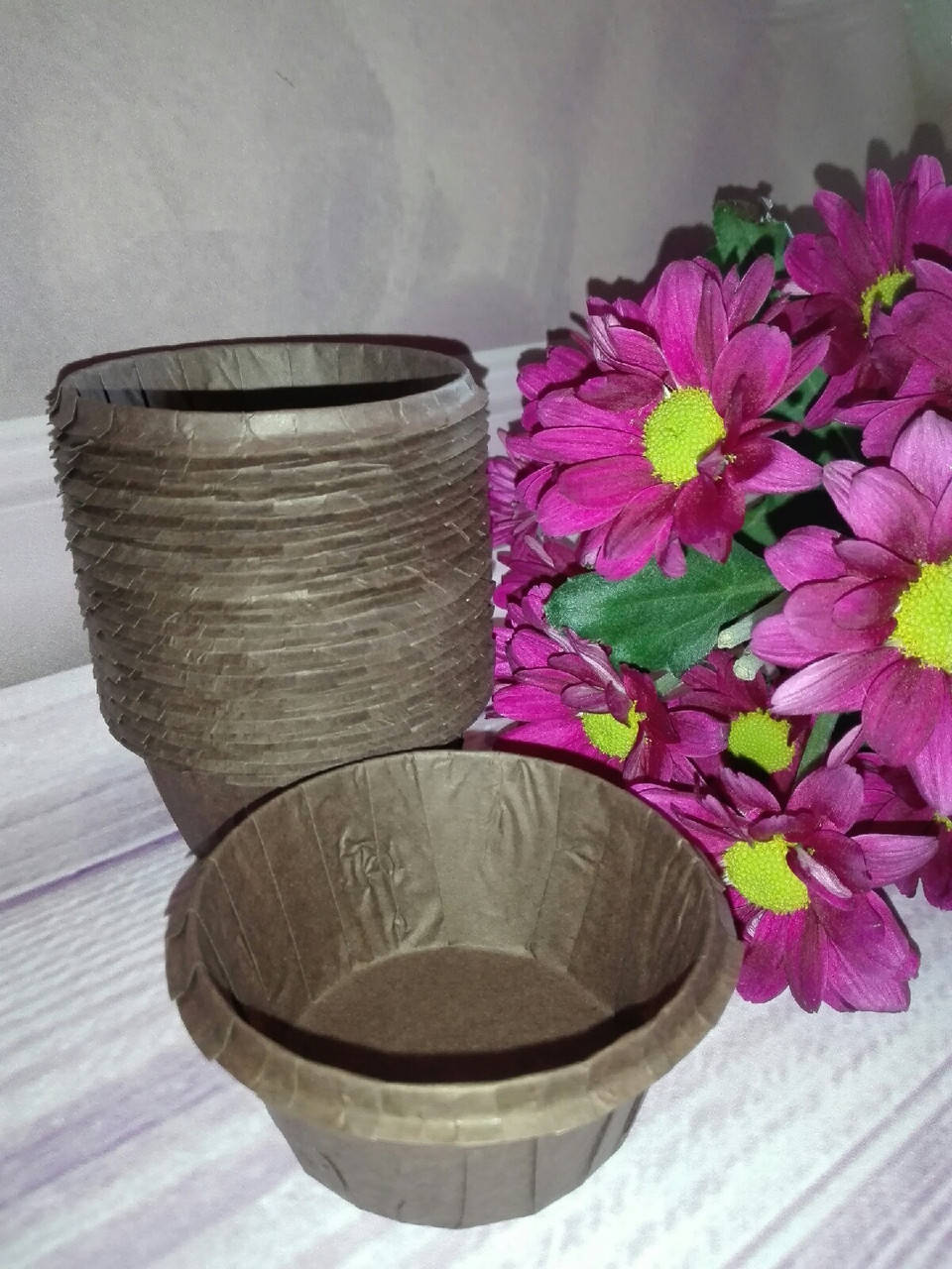 

Формы бумажные для кексов усиленные с бортиком коричневые, 5* 3 см, 10 шт