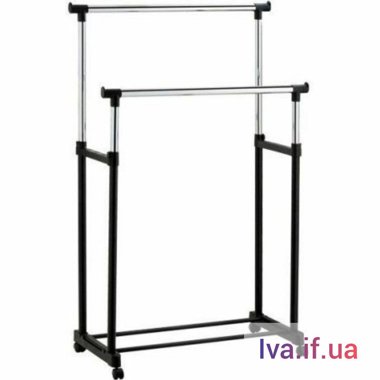 

Телескопічна подвійна стійка-вішалка для одягу Double Pole Clothes Horse висота 1.3м, Черный