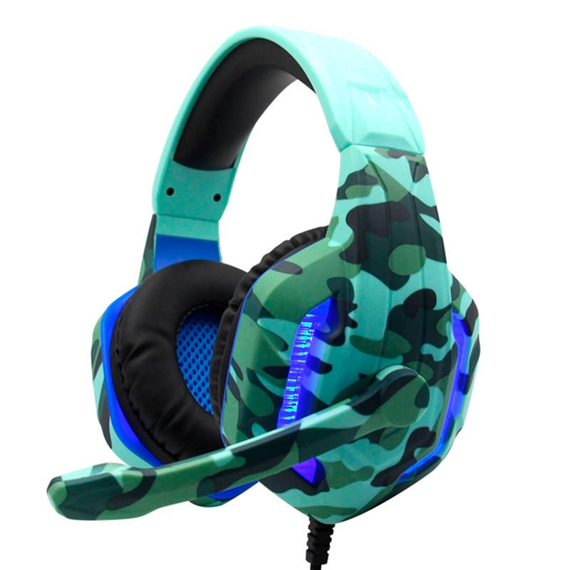 

Игровые наушники KOMC G312 Wired Camouflage-Green с микрофоном и подсветкой геймерские