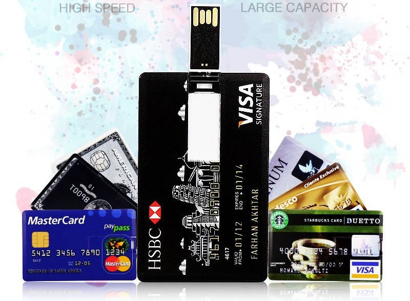

Флешка - в виде кредитной карты МasterCard синий 64GB