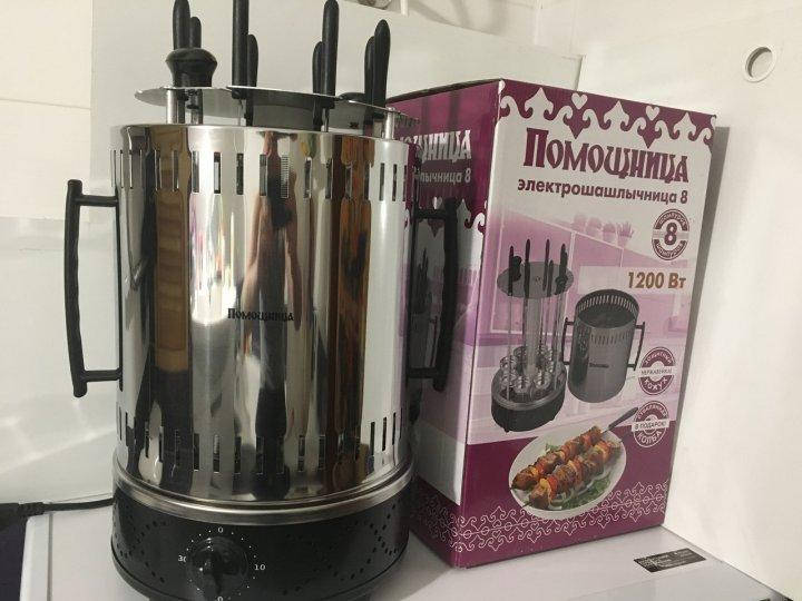 

Электрошашлычница ПОМОЩНИЦА 8 шампуров с таймером + запасная колба
