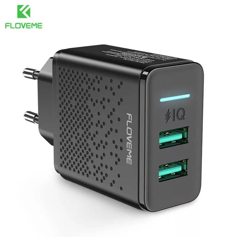 

Сетевое зарядное устройство Floveme быстрой зарядки Quick Charge на 2 USB порта, Черный