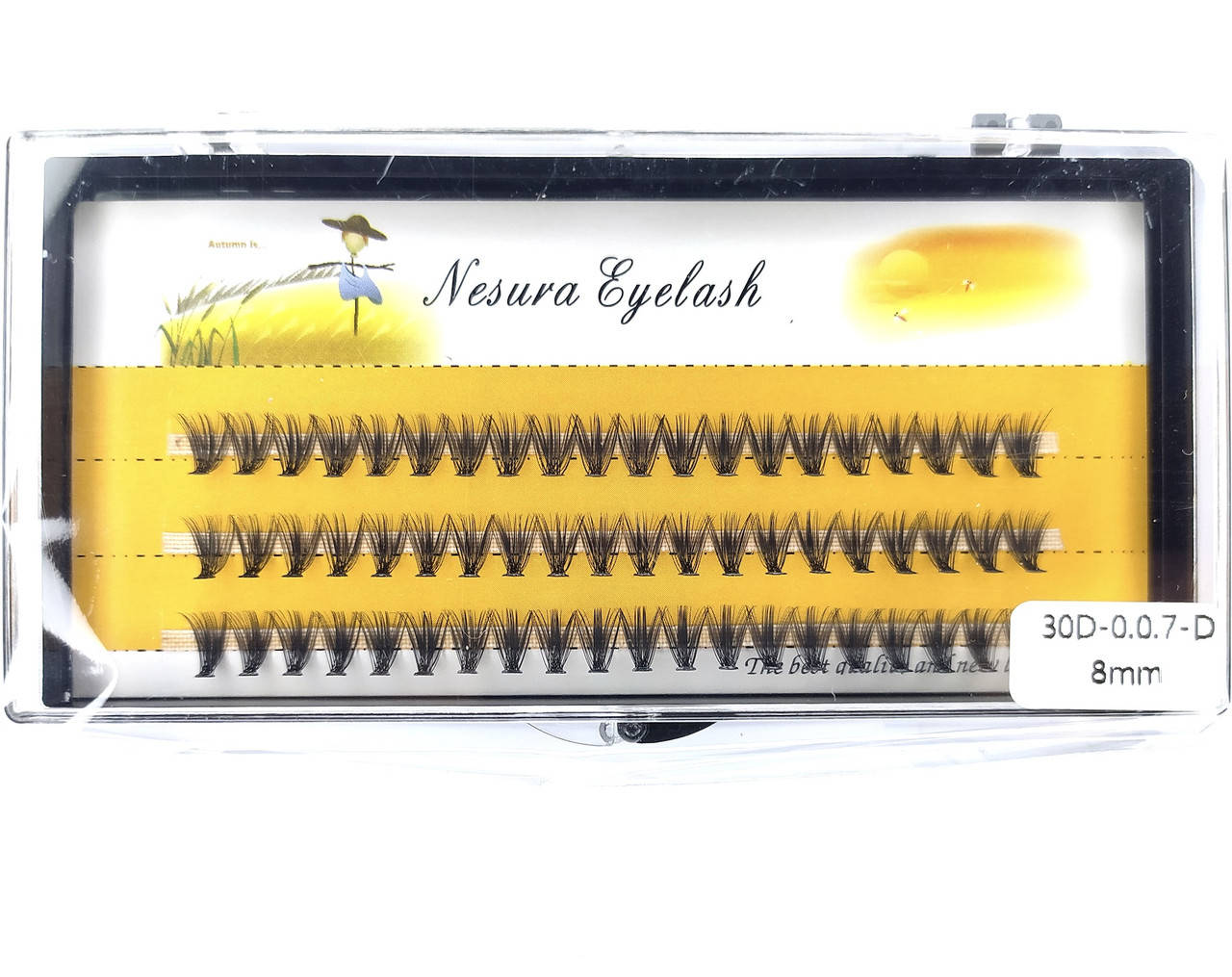 

Ресницы Nesura Eyelash 30D, 8 мм, изгиб D, 0,07, 60 пучков Несура ресницы пучками, пучковые, Черный