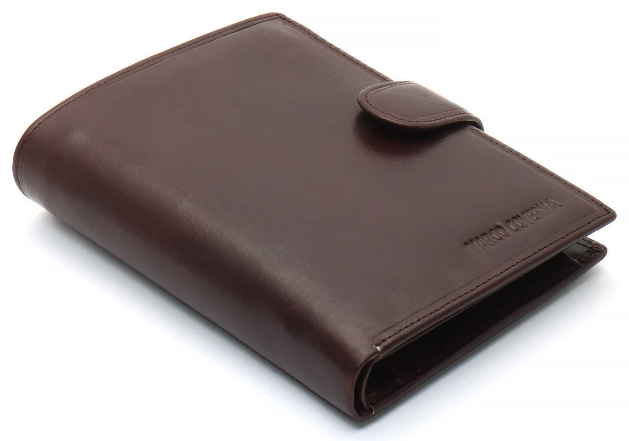 

Коричневое вертикальное портмоне для документов с фиксацией из натуральной кожи BOSTON B4-020, Коричневый