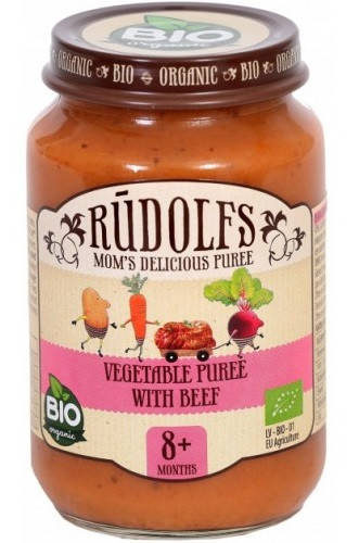 

Rudolfs Органическое Пюре мясо-овощное Овощи с Телятиной 8м+ (190г)