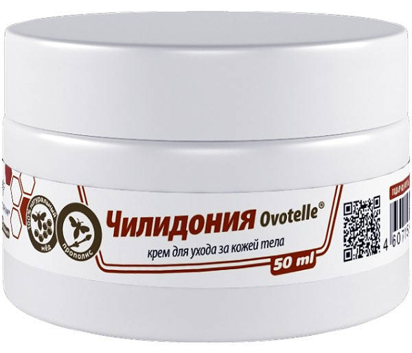 

Чилидония Ovotelle (50 мл.) - для борьбы с трофическими нарушениями кожных покровов, трещинами и дерматитами.