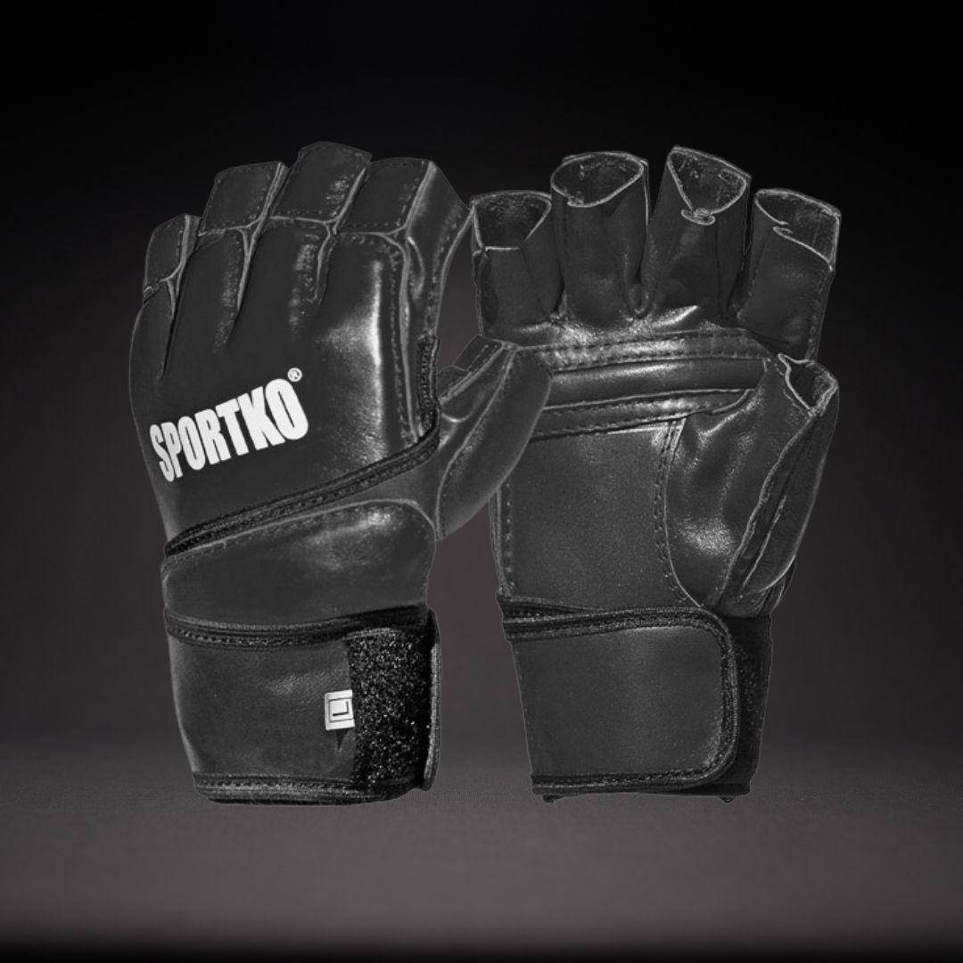 

Перчатки c открытыми пальцами кожа M//XL. Перчатки для единоборств. Перчатки для ММА, Черный