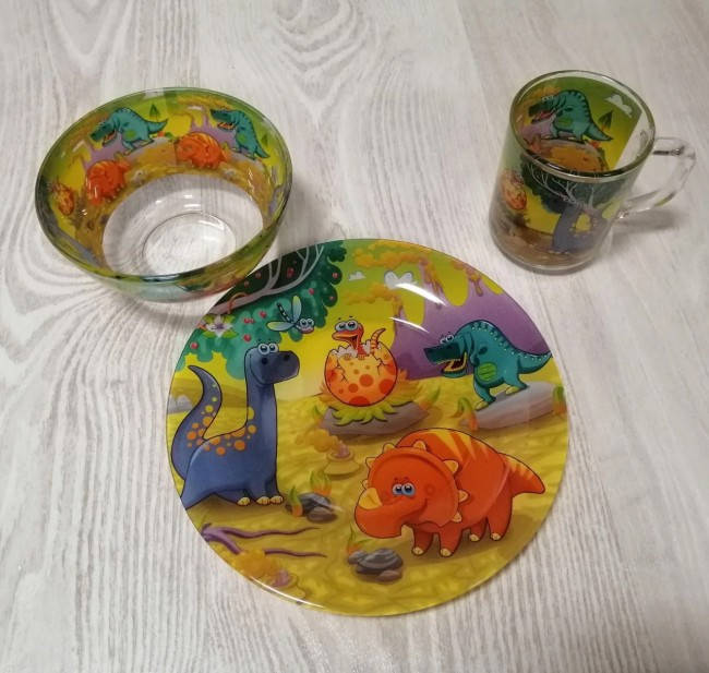 

Набор детской посуды "Динозавры" тарелка, чашка, пиала (A9551/36)