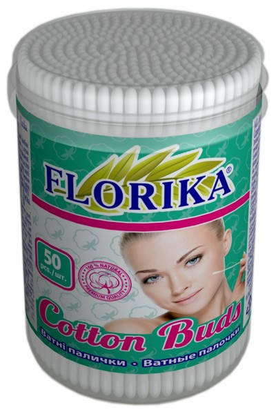 

Ватные палочки FLORIKA в круглой пластиковой банке 50 шт.