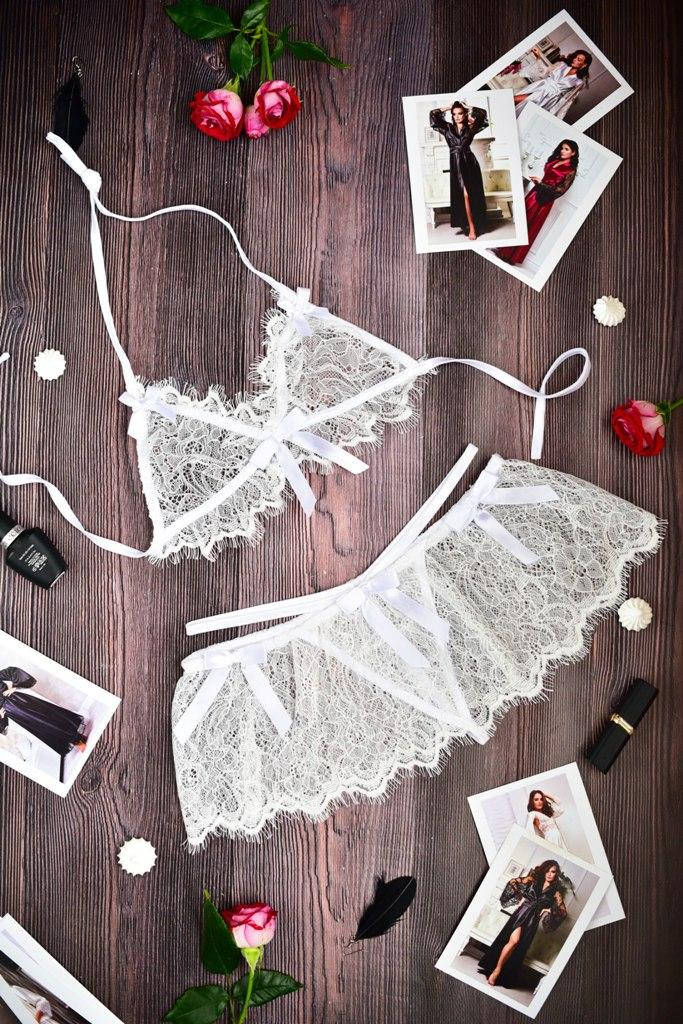 

Белый кружевной комплект бра и стринги. Размеры от XS до XXL 40