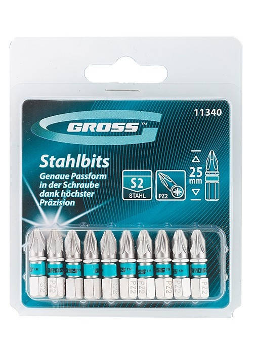 

Набор бит РZ2 х 25, сталь S2, 10 шт Gross 11340