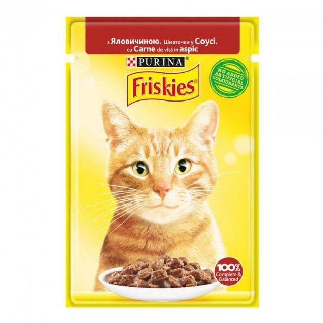

Влажный корм Friskies для кошек с говядиной, кусочки в соусе 85г*26шт