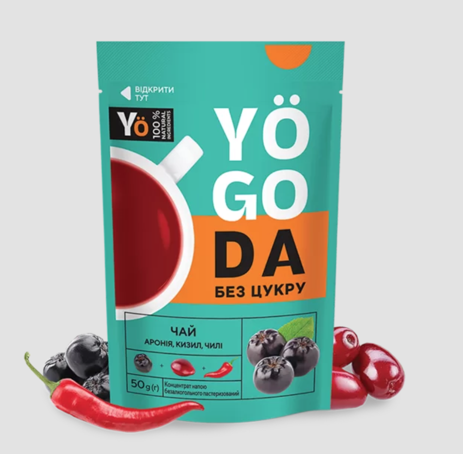 

Чай Аронія, Кизил, Чілі БЕЗ ЦУКРУ "Yogoda" 50гр