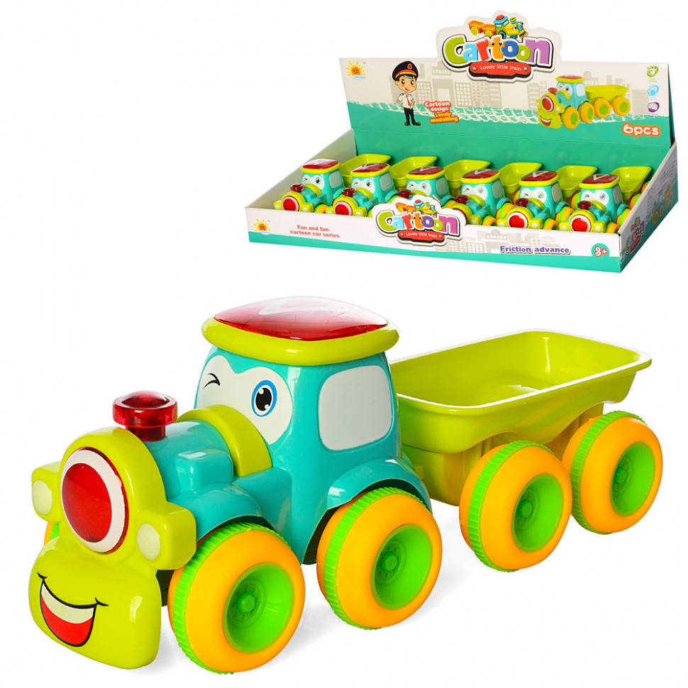 

Детский игрушечный Паровоз с прицепом 0553 инерционный, Разные цвета