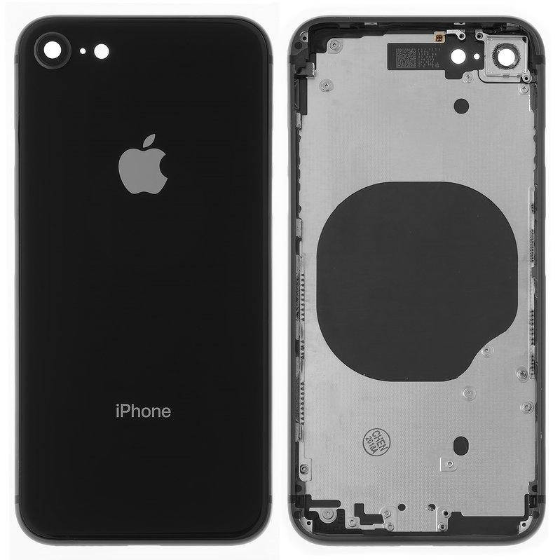 

Корпус для iPhone 8, чорний, з тримачем SIM-карти, з боковими кнопками