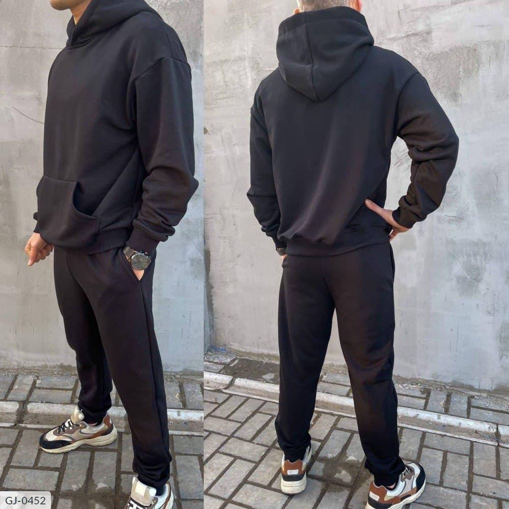 

Мужской спортивный костюм (Штаны + Худи с карманом кенгуру), Черный