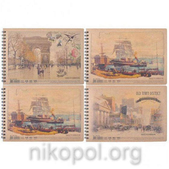 

Альбом "KRAFT" Sketchbook А5 на спирали 40 листов, Разные цвета