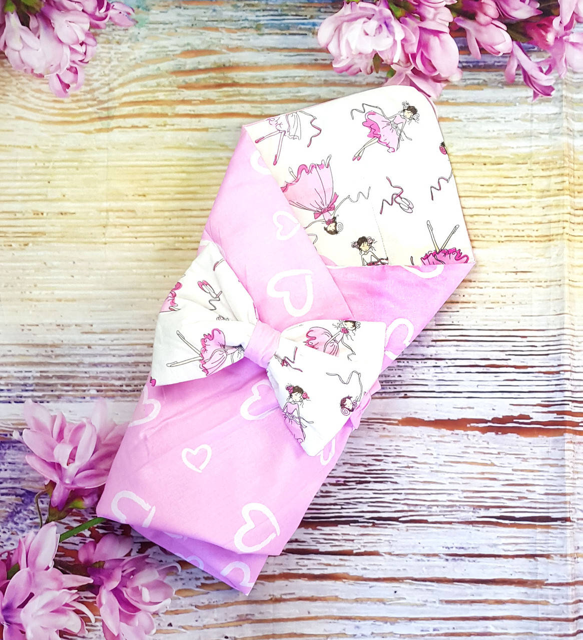 

Конверт на выписку в роддом летний для новорожденных для девочки, Розовый