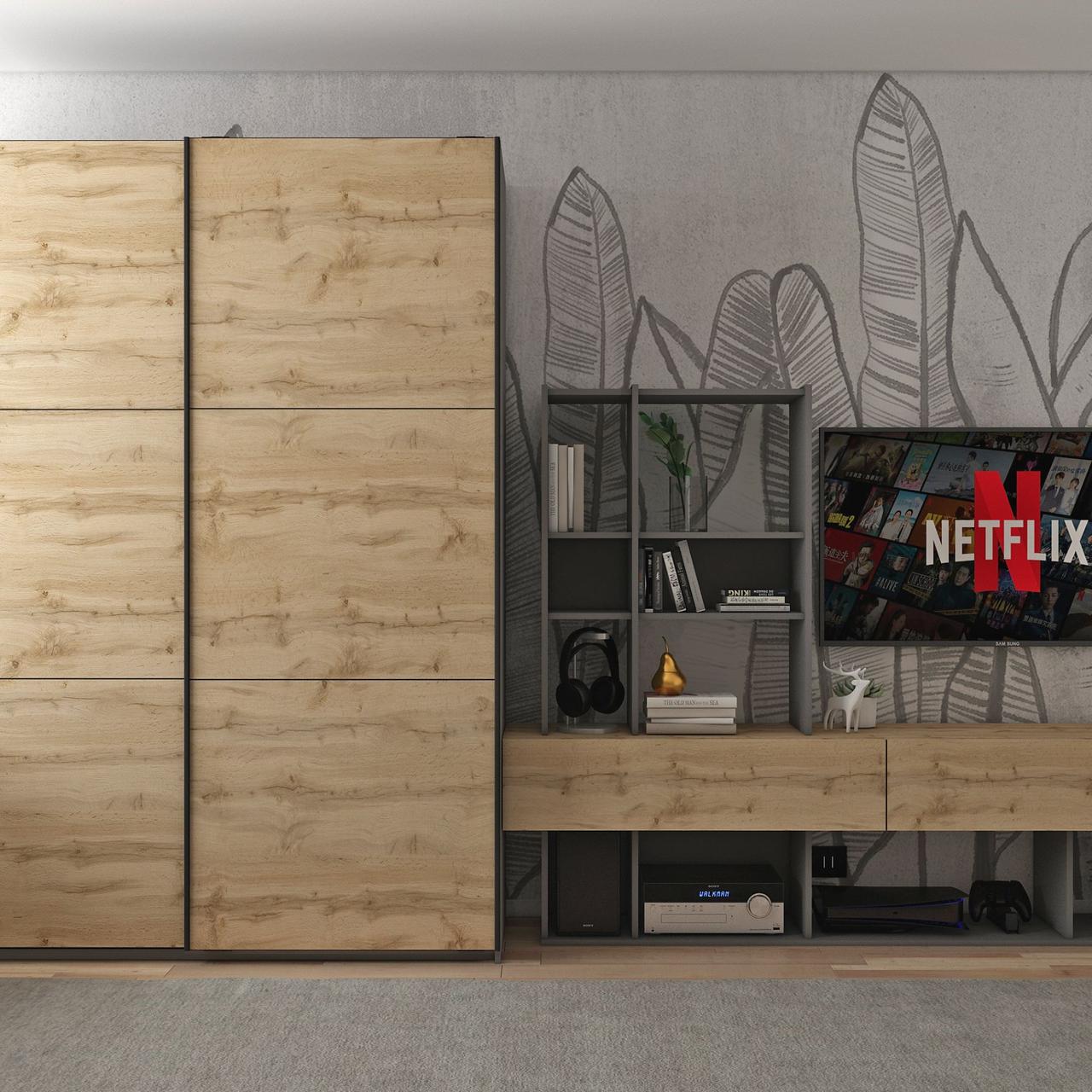 Шафа купе Doros G-Caiser Графіт Дуб Евок 2 ДСП 160х60х240 (42005074) 3