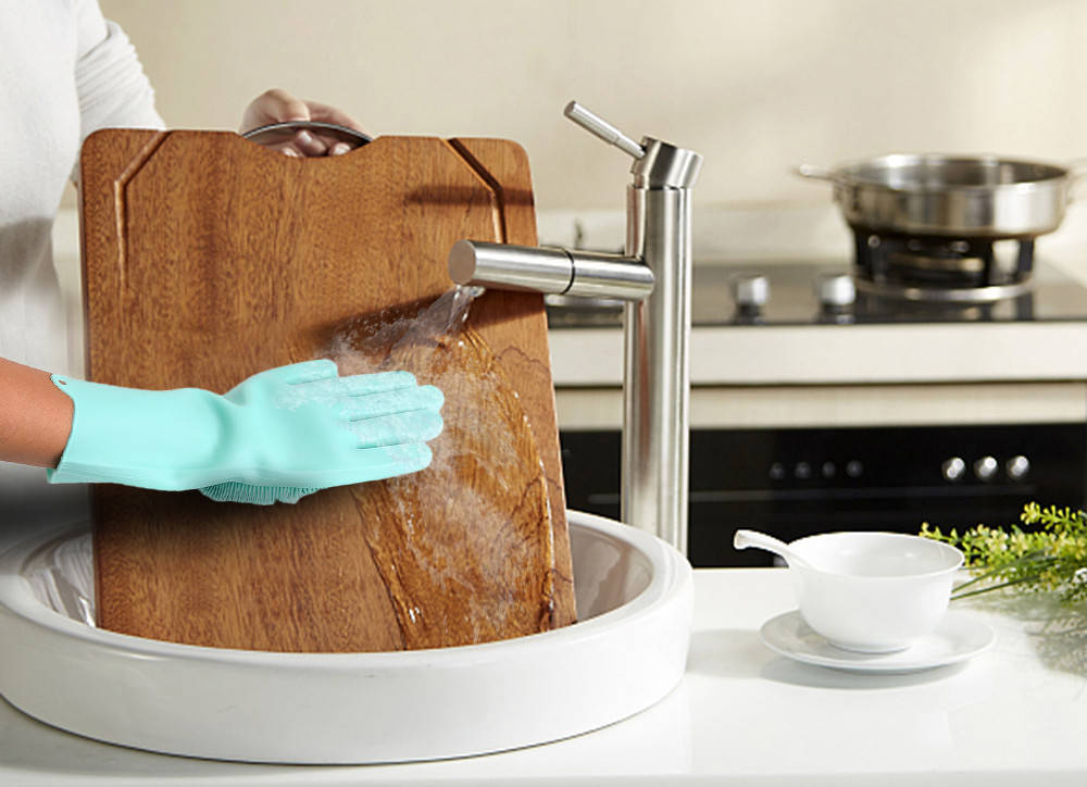 

Силиконовые перчатки для мытья посуды (мятный), Голубой