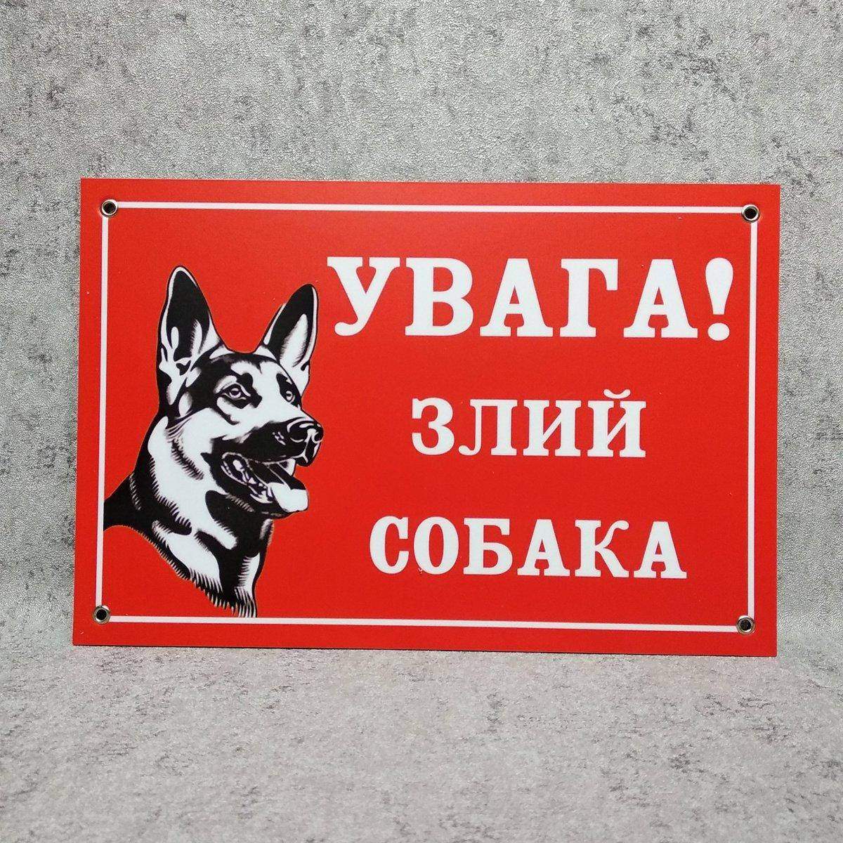 

Табличка Осторожно злая собака 300х200 мм