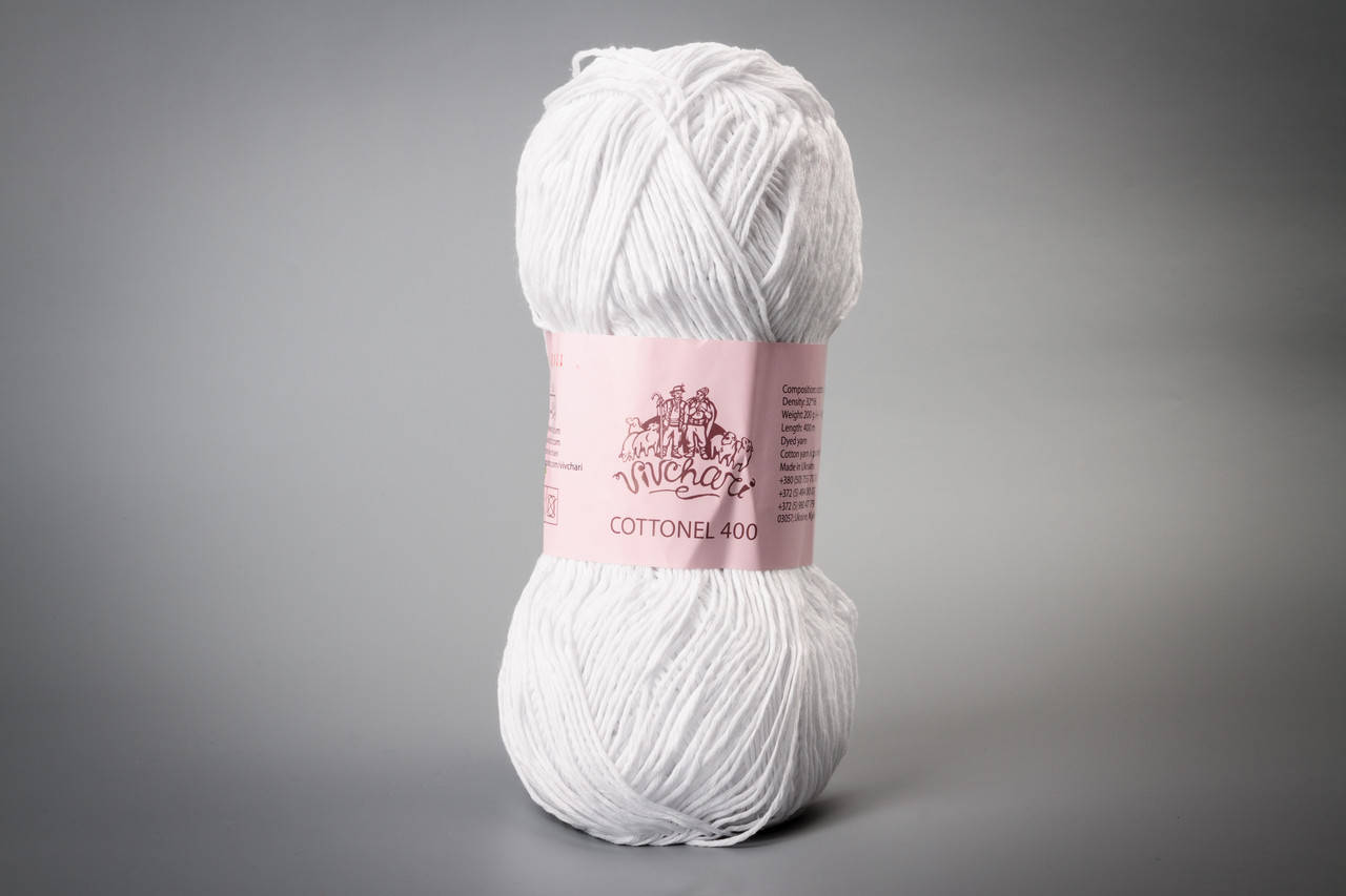 

Пряжа хлопковая Vivchari Cottonel 400, Color No.2001 белый