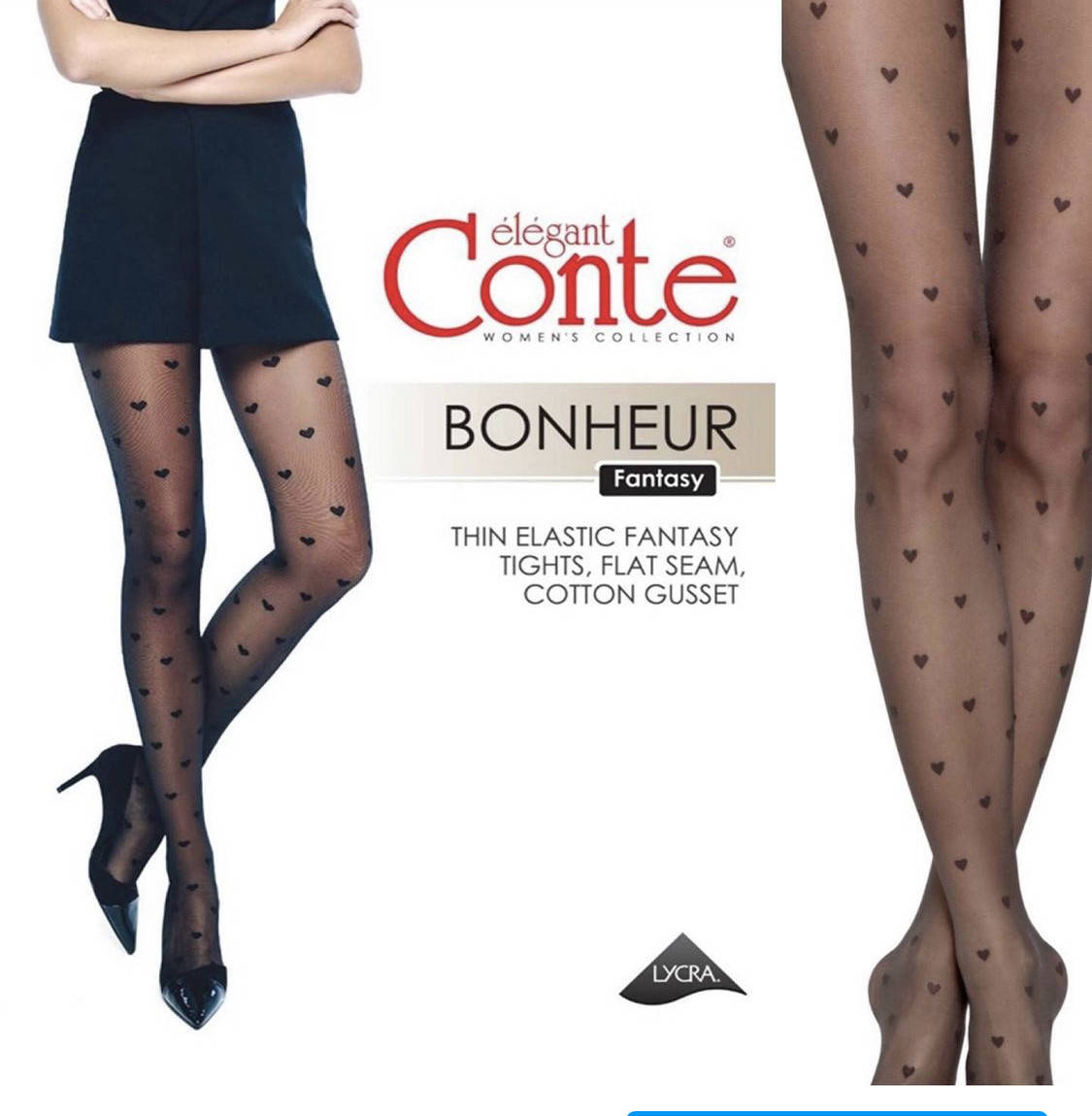 

Колготи з візерунком 'сердечки' Conte BONHEUR, Черный